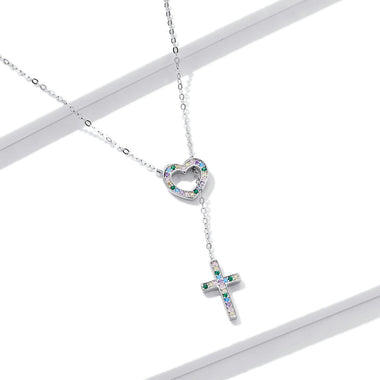 925 Sterling Silver Plated Necklace with Adjustable Length 42.5cm and CZ for Women - 0