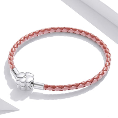 925 Sterling Silver Oxidized Leather Bracelet 17cm for Men - 0