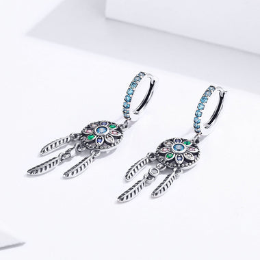 925 Sterling Silver Oxidized Silver Pavé CZ Earrings for Women, Size: 4*1 cm - 0
