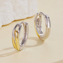 925 Sterling Silver Earrings for Women - 1.4x0.4cm - White Gold and Gold Plated-5