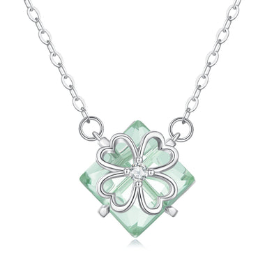 925 Sterling Silver Adjustable Necklace with Transparent Glass 46cm for Women