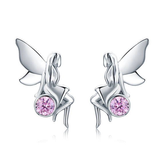 925 Sterling Silver Earrings with Pavé Setting CZ, 1.6*0.7 cm for Women