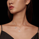 925 Sterling Silver Necklace with CZ & Enamel - 40+5cm Length, Fishtail Design for Women-6