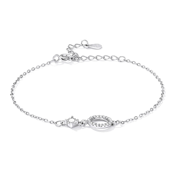 925 Sterling Silver Adjustable Bracelet with Pavé Set CZ for Women