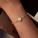 925 Sterling Silver White Gold Plated Bracelet with Transparent Glass Charm for Women-5