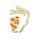925 Sterling Silver Enamel Gold-Plated Ring for Women-3