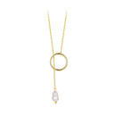 925 Sterling Silver Necklace with Gold Plated Freshwater Pearl - 60cm Length-1