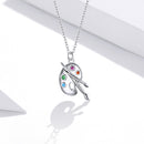 925 Sterling Silver Adjustable Pendant Necklace with CZ in Platinum Finish-6