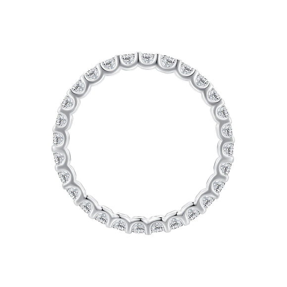 S925 Sterling Silver 2.0mm Moissanite Ring Size 9 for Women