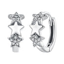 925 Sterling Silver Earrings with Pavé Setting CZ in Oxidized Silver-1
