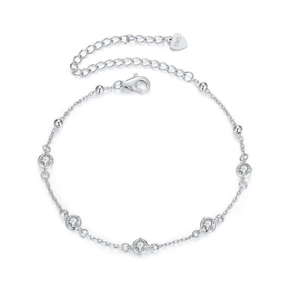 925 Sterling Silver 3mm Moissanite Bracelet for Women