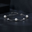 925 Sterling Silver 3mm Moissanite & Shell Pearl Bracelet for Women-4