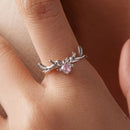 925 Sterling Silver White Gold Plated Bow-Knot Ring with CZ for Women-4