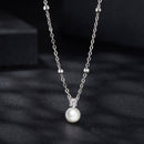 925 Sterling Silver Moissanite and Freshwater Pearl Necklace 40+5cm for Women-3