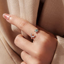925 Sterling Silver Ring with Glass Snowflakes and Moon for Women-7