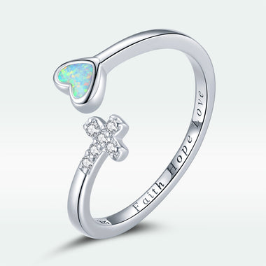 925 Sterling Silver Opal Ring with CZ for Women - 0
