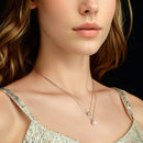 925 Sterling Silver Moissanite & Quality Shell Pearl Necklace for Women - 40+5cm, White Gold Plated-4