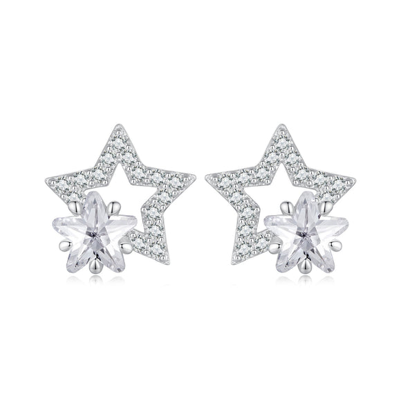 925 Sterling Silver Earrings 9x9mm with Pavé Setting CZ for Women