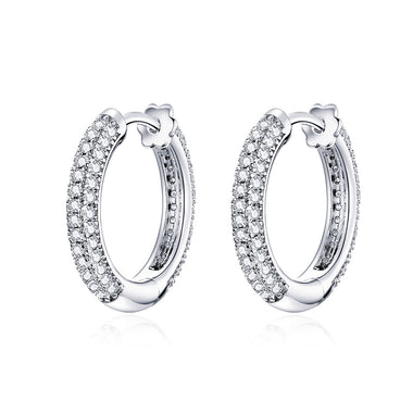 925 Sterling Silver & Plated Platinum Pavé Setting CZ Earrings