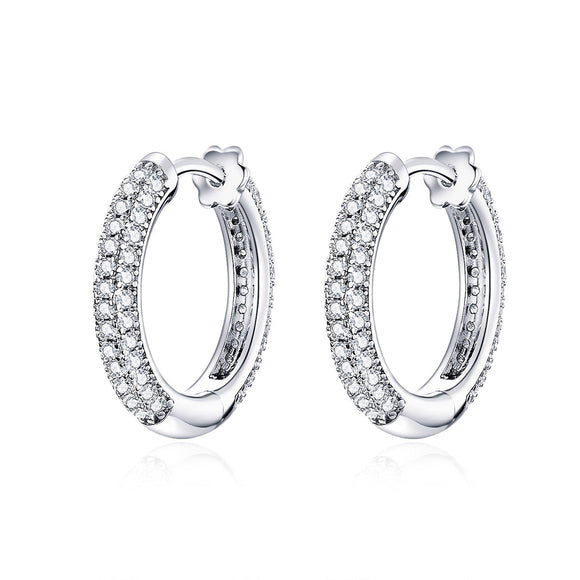 925 Sterling Silver & Plated Platinum Pavé Setting CZ Earrings