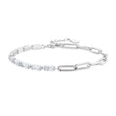 925 Sterling Silver Pavé Setting CZ Bracelet with Platinum Plating, Adjustable 14.5+3cm, for Women-1