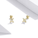 925 Sterling Silver Pavé CZ Gold Plated Earrings-7
