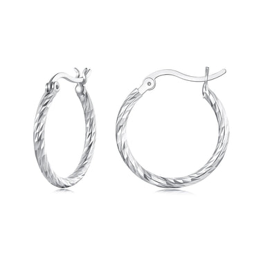 925 Sterling Silver Earrings with White Gold Plating