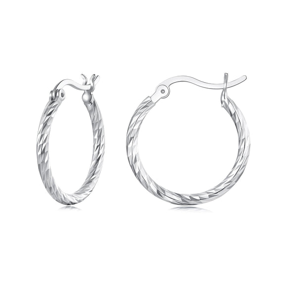 925 Sterling Silver Earrings with White Gold Plating