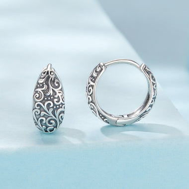 925 Sterling Silver Oxidized Silver Earrings 1.2*0.6cm for Women - 0