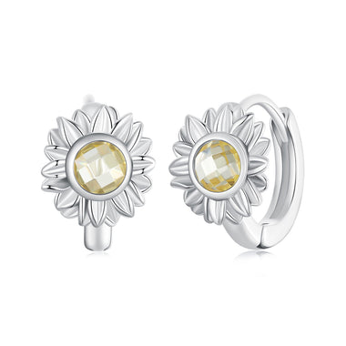 925 Sterling Silver Earrings with Transparent Glass, 12x9mm Size for Women - 0