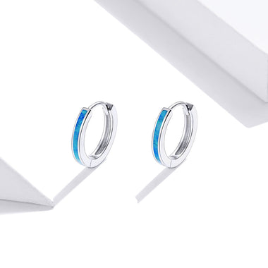 925 Sterling Silver + Platinum Translucent Opal Earrings for Women - 0