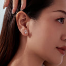 925 Sterling Silver Earrings with Pavé Setting CZ in White Gold-7