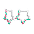 925 Sterling Silver Enamel Plated Platinum Earrings for Women-1