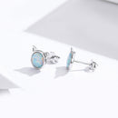 925 Sterling Silver Plated Rose Gold Opal Earrings 0.8cm for Women-7