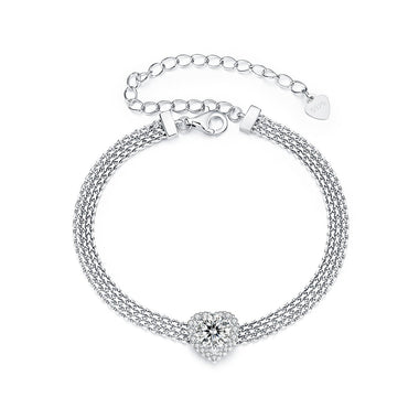 925 Sterling Silver & 1 Carat Moissanite & CZ White Gold Plated Bracelet for Women - 0