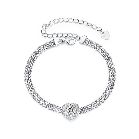 925 Sterling Silver & 1 Carat Moissanite & CZ White Gold Plated Bracelet for Women