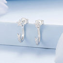 925 Sterling Silver CZ Earrings with White Gold Plating, 1.4x0.5cm for Women-2