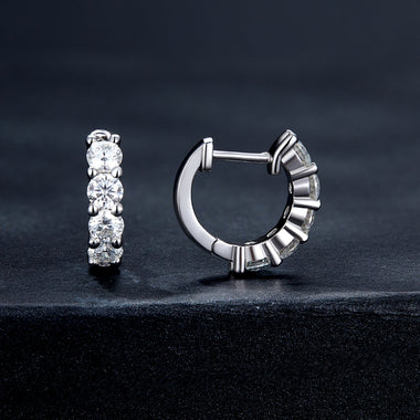 S925 Sterling Silver Moissanite Earrings, 1.3cm, Platinum Plated, for Women - 0