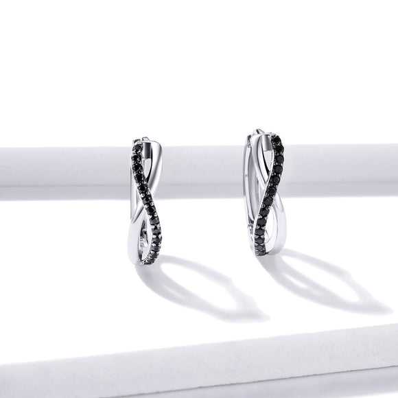 925 Sterling Silver Earrings 1.3*0.4cm with Pavé Setting CZ for Women