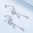 925 Sterling Silver Earrings with Pavé CZ in White Gold Plating - 3.1 x 0.7 cm for Women-4