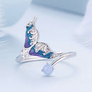 925 Sterling Silver Enamel Opal Ring with Pavé Setting for Women-5