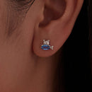 925 Sterling Silver 0.8cm White Gold Plated CZ Earrings for Women-5