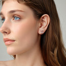 925 Sterling Silver Earrings with Pavé Setting CZ and Transparent Glass for Women-7