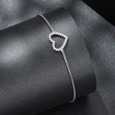 925 Sterling Silver Plated White Gold Moissanite Bracelet for Women - 0