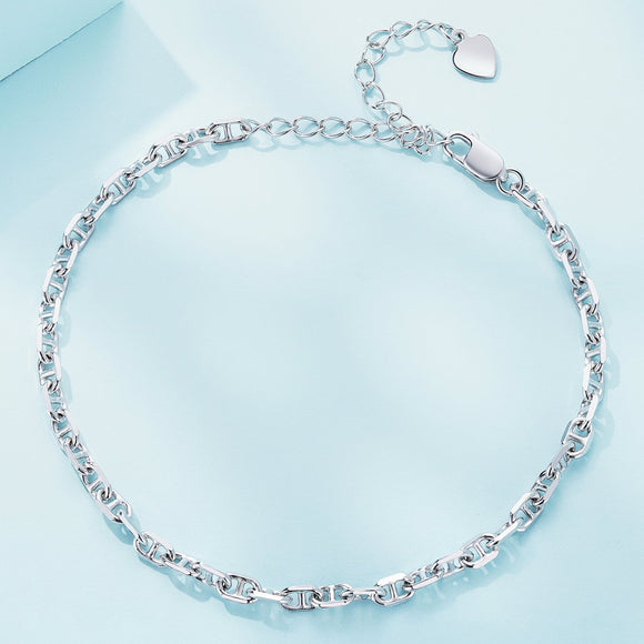 925 Sterling Silver Platinum Plated Bracelet 160+50mm for Women