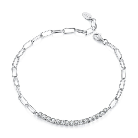 925 Sterling Silver + Moissanite White Gold 21cm Bracelet for Women