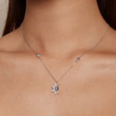 925 Sterling Silver Necklace with Pavé Setting CZ and Spinel Pendant-7