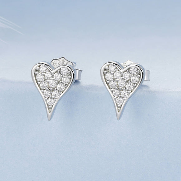 925 Sterling Silver White Gold Plated Pavé CZ Earrings