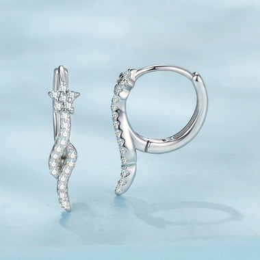 925 Sterling Silver Plated White Gold Earrings with CZ for Women - 0