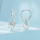 925 Sterling Silver Earrings with Quality Shell Pearl and CZ for Women-3